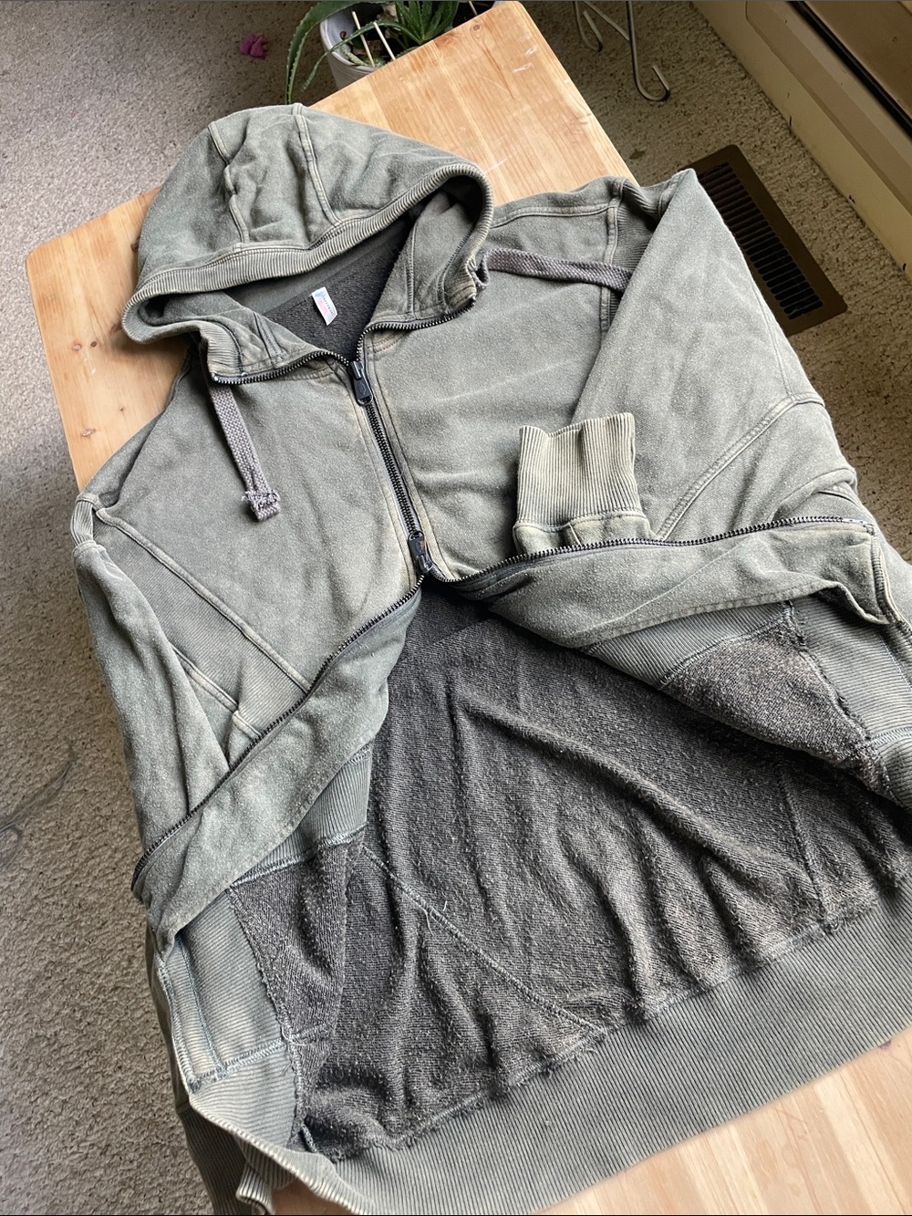 Free People Movement Washed Olive Oversized Zipped Hoodie with Drawstrings - Picture 12 of 12